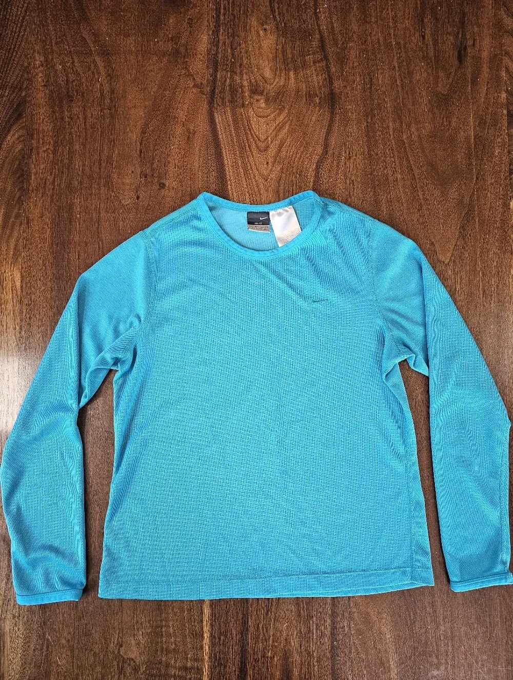 Nike Women's Dri-Fit Long Sleeve Aqua Blue Activewear Top Size Medium
